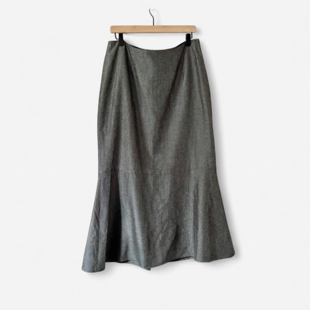 Ashley Stewart Grey Midi Maxi Skirt Peplum Trumpet Grey Mermaid Tweed Work